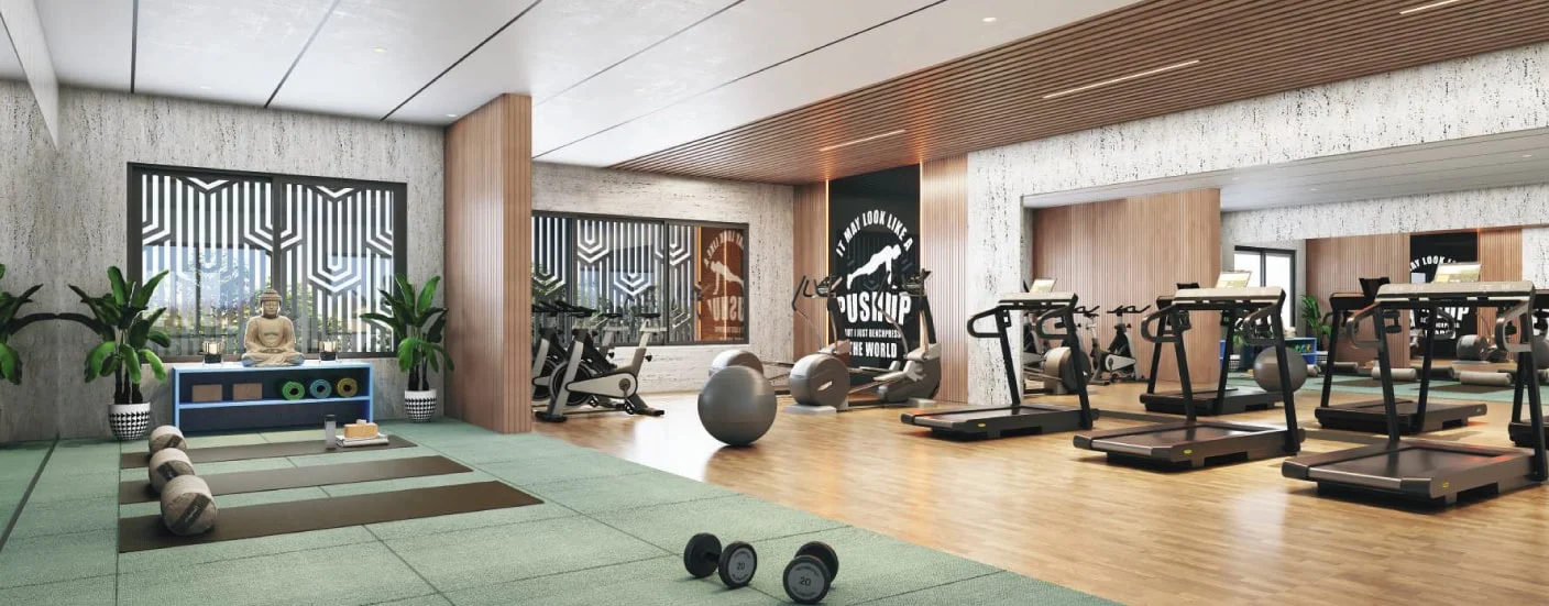 Fully equipped fitness center at Vision 24 Degree
