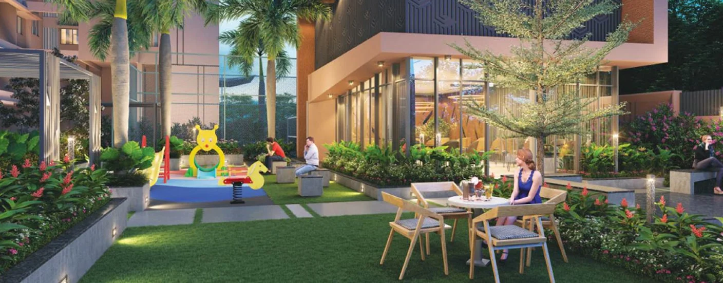 Landscaped garden and open seating at Vision 24 Degree